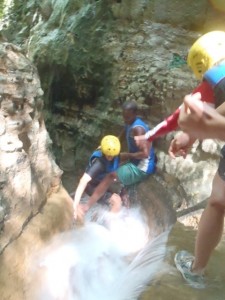Water chutes are the only way down Water chutes are the only way down