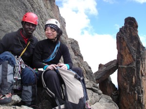 The author and her guide pressing for the summit of Mt. Kenya The author and her guide pressing for the summit of Mt. Kenya